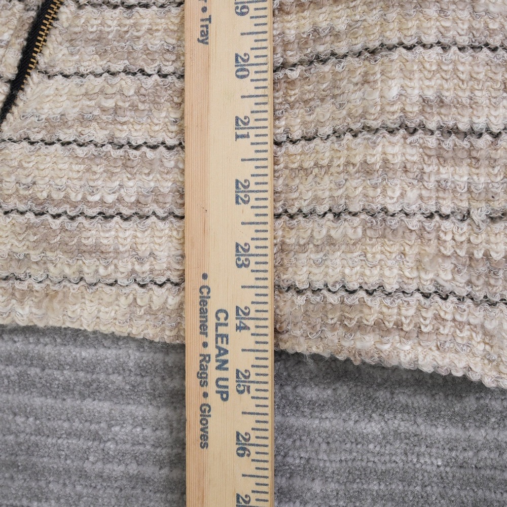 Lucky Brand Womens Cream Beige Striped Textured Knit Moto Jacket Size L Large - Picture 5 of 9